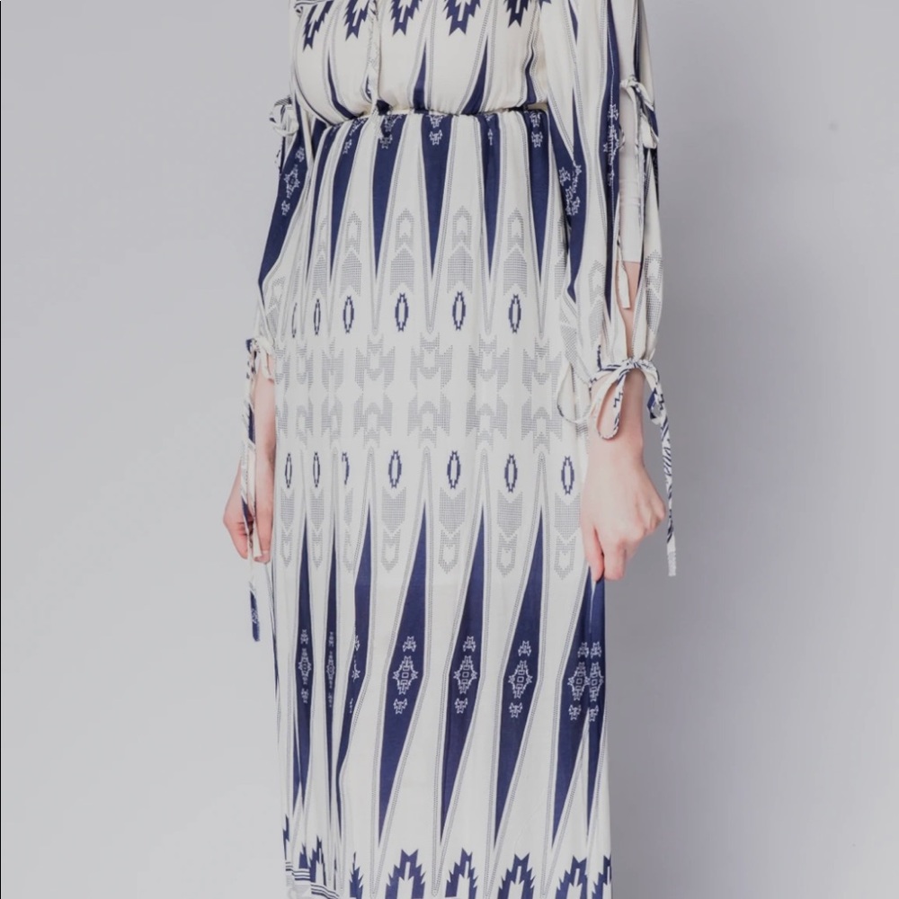 Elegant Blue and White Maxi Dress - Picture 2 of 5